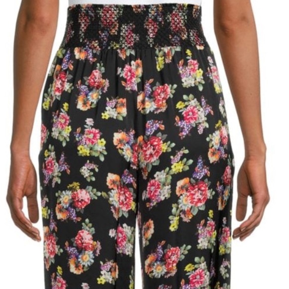 ALICE + OLIVIA SILKY HIGH WAIST PAJAMA PANTS IN BLACK FLORAL PRINT SIZE SMALL - Picture 8 of 13